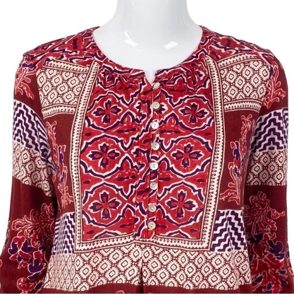 Lucky Brand multi print boho knit top size Medium - Picture 2 of 6